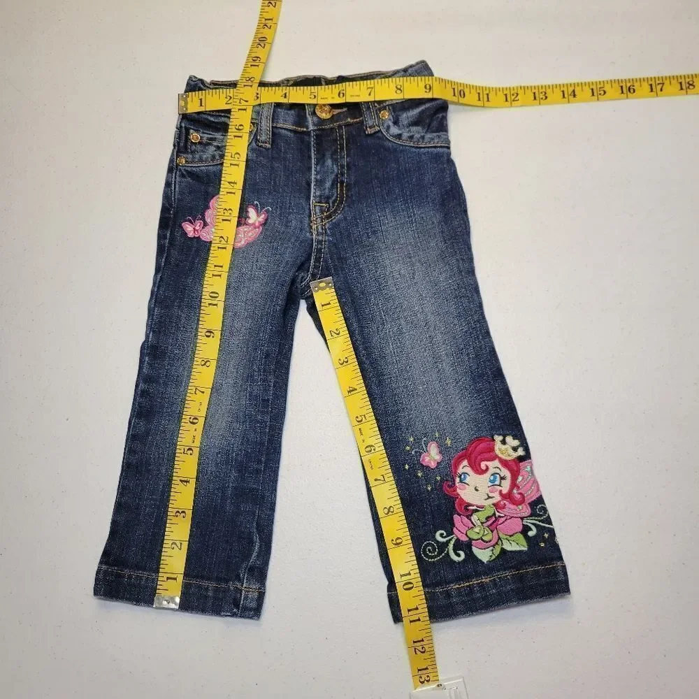 Old Navy + Children's Place Y2K Girls Denim Jeans with Embroidered Design Lot